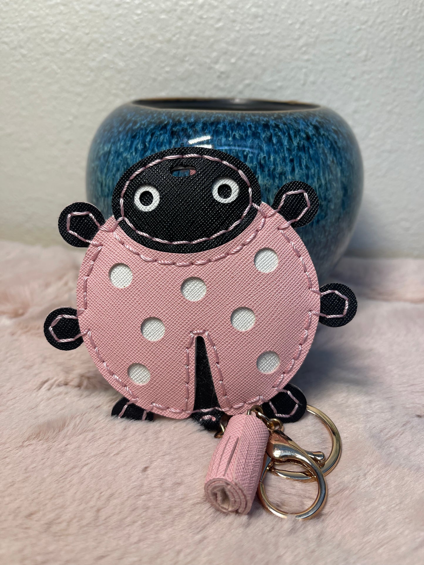Leather Keychain with 2-in-1 mirror