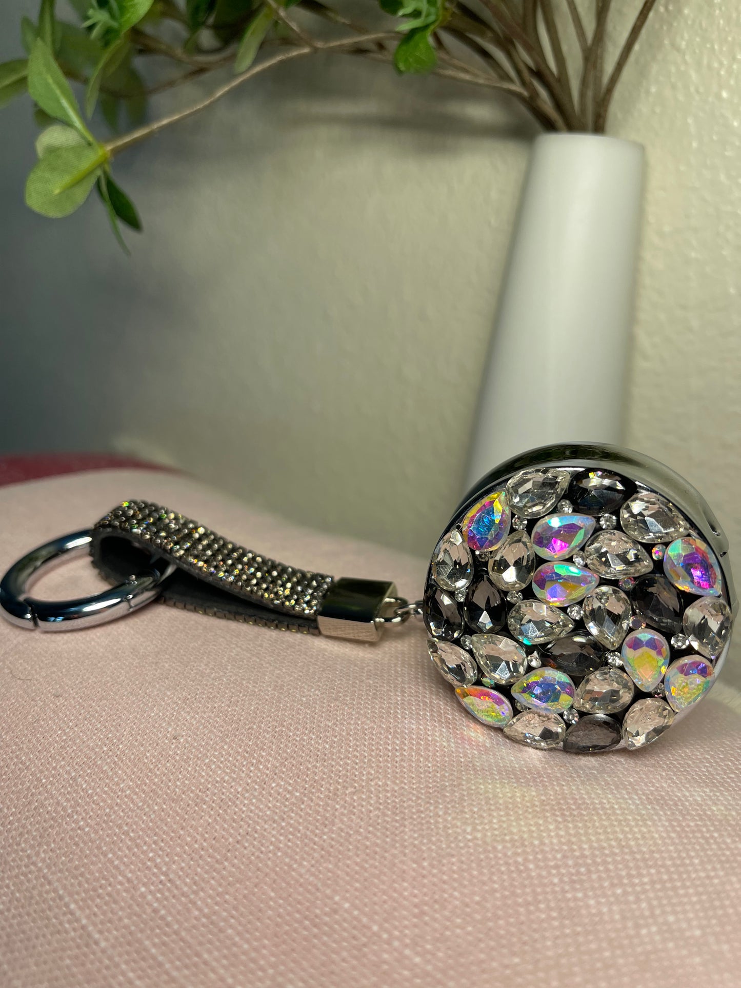 Crystal stone Keychain Pill Case