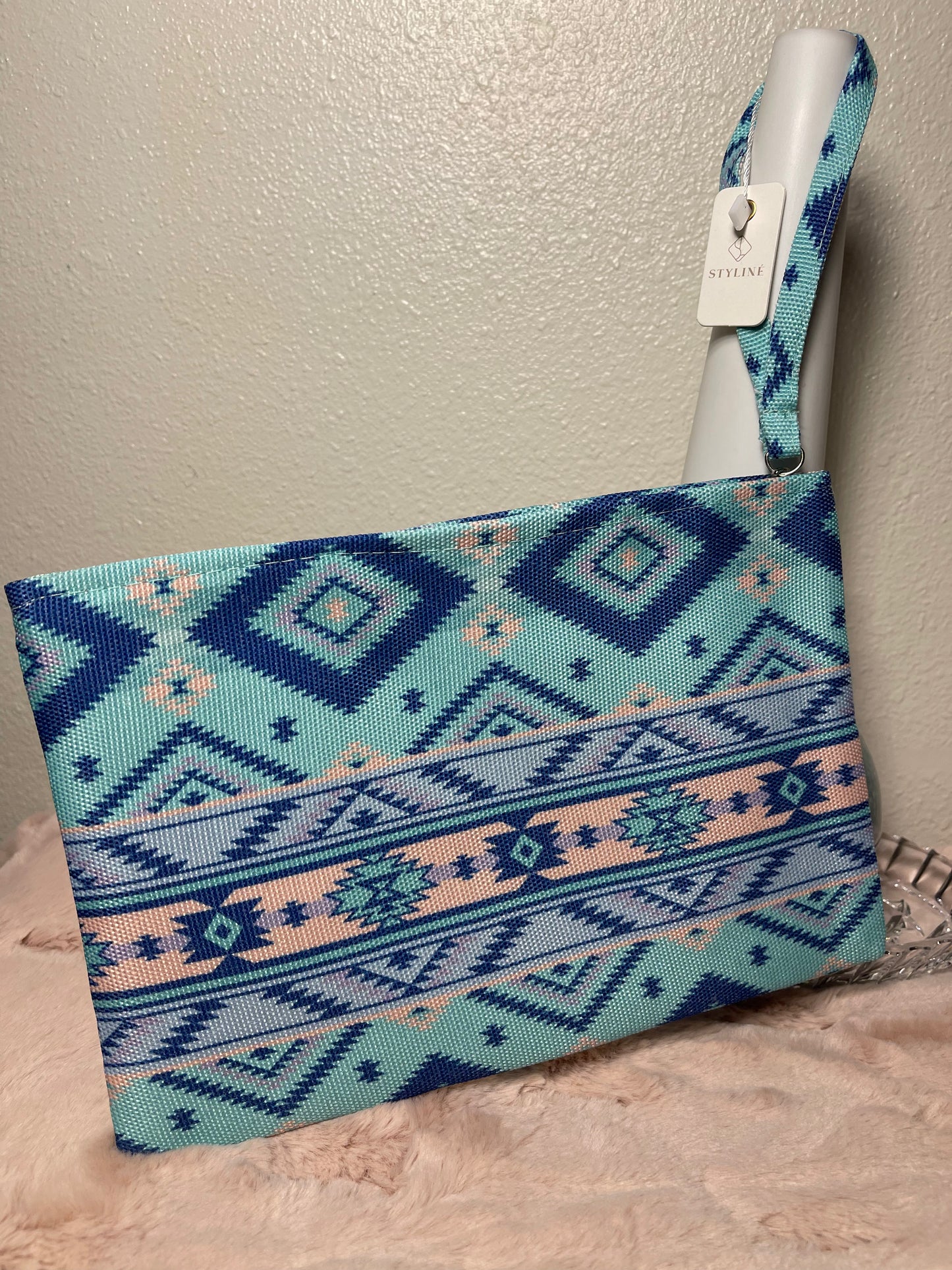 Aztec Print Wristlet Zipper Pouch